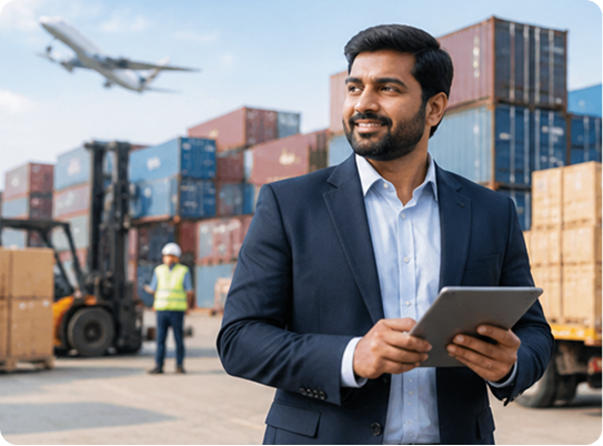 Trader managing business documents